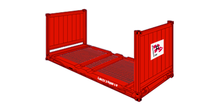 Vector drawing of Messina Line 20' Flatrack High Cube container