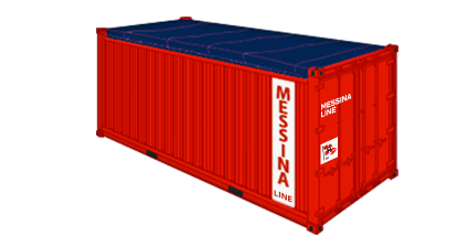Disegno vettoriale del container Messina Line 20' Open Top container
